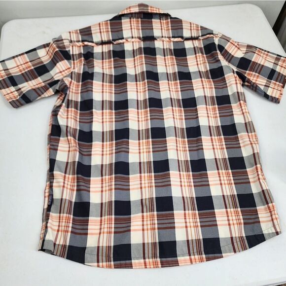 Patagonia El Ray Short Sleeve Plaid Snap Button Up Shirt Gray Orange Men’s M - Picture 2 of 5